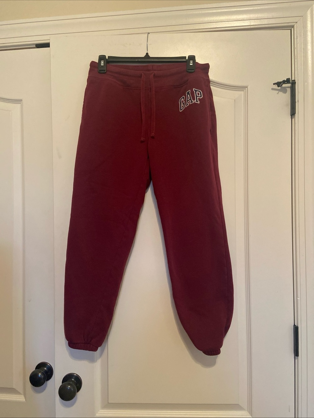 GAP Burgundy Drawstring Joggers with Embroidered Logo Size S